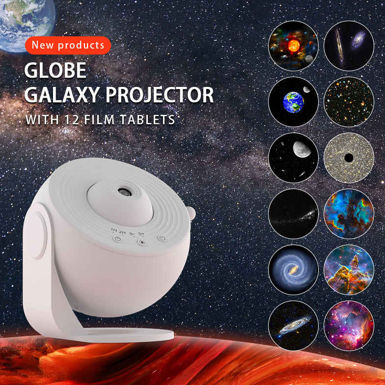 Globe Galaxy Projector 12-in-1 Planetarium Night Light - 360° Rotating Starry Sky Projector with HD Film Discs, Nebula & Star Projector for Kids Bedroom Decor