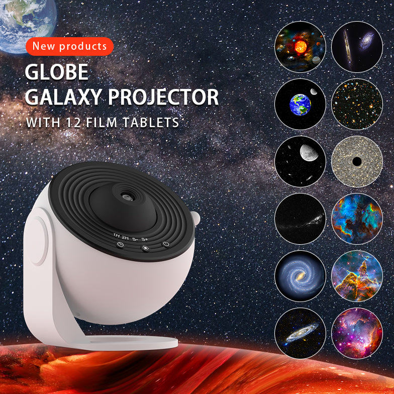 Globe Galaxy Projector 12-in-1 Planetarium Night Light - 360° Rotating Starry Sky Projector with HD Film Discs, Nebula & Star Projector for Kids Bedroom Decor