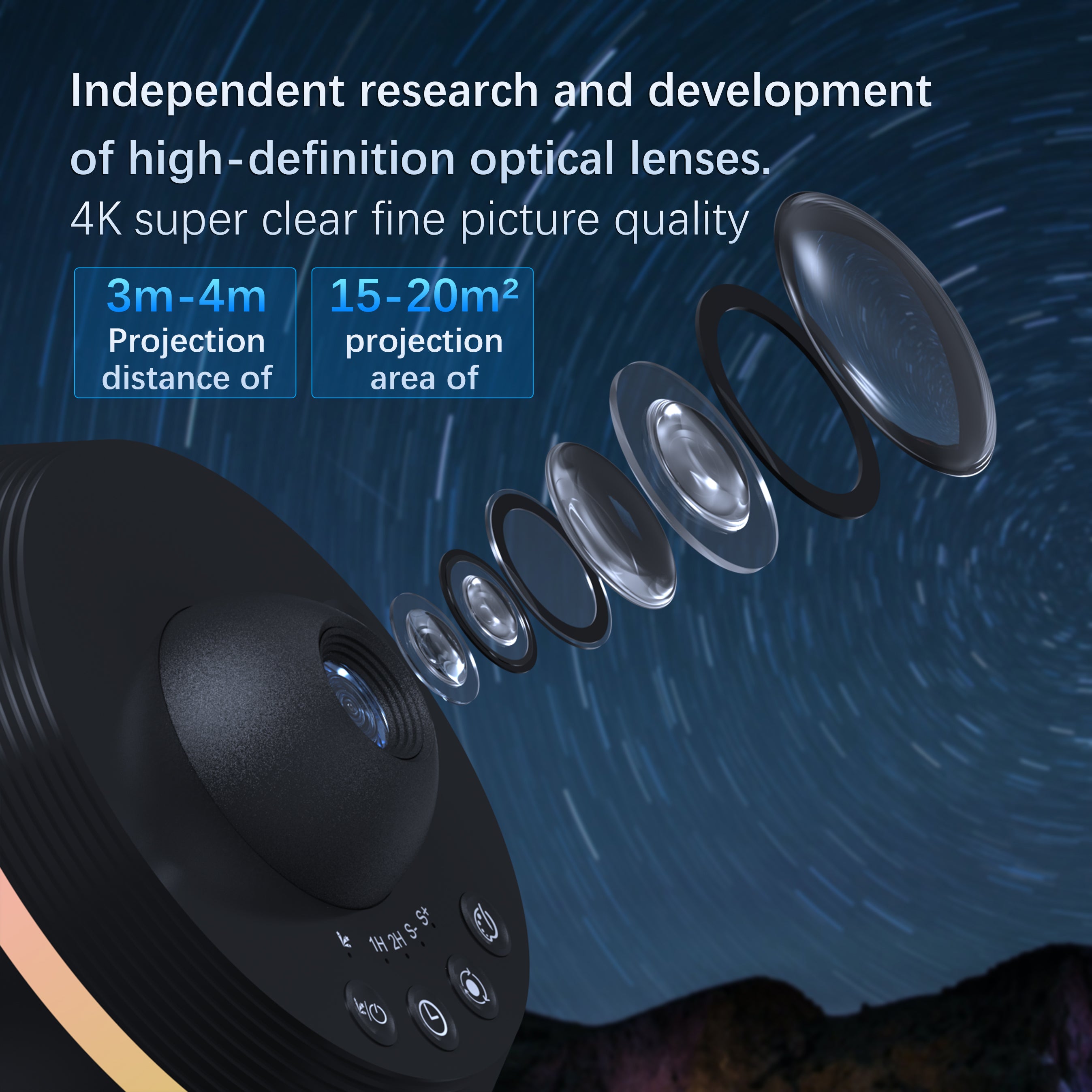Meteor Galaxy Projector 13-in-1 Planetarium Night Light - 4K HD 360° Rotating Starry Sky Projector with Customizable Film Discs for Kids Bedroom Decor & Gift